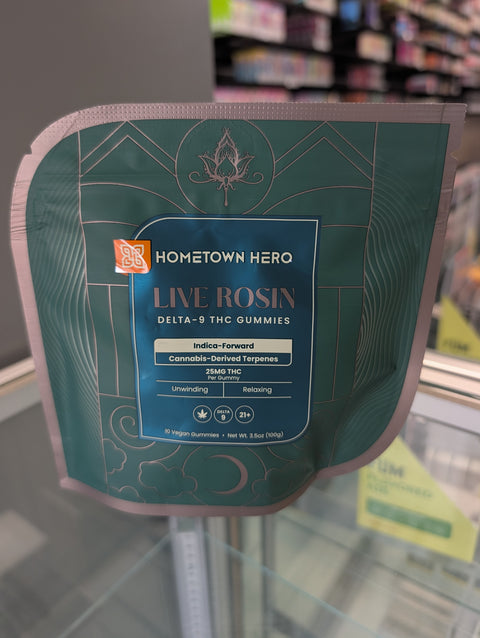 Hometown Hero Live Rosin Delta 9 Indica Gummies