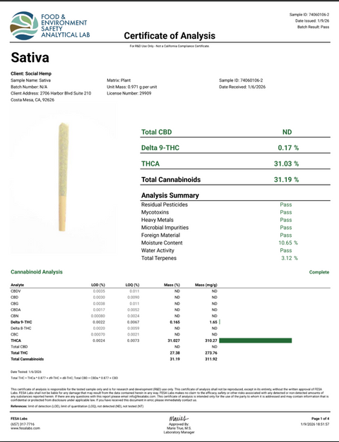 THCA Pre-Roll Sativa